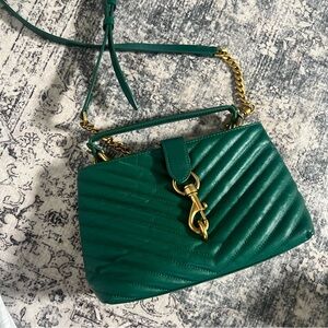Rebecca Minkoff Green Quilted Edie top handle Bag